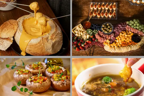 Pratos típicos do inverno no Brasil: fondue, caldos, queijos e cogumelos recheados em roteiros gastronômicos culturais.