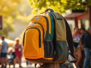 Mochila de viagem leve e resistente, ideal para passeios de primavera e verão.